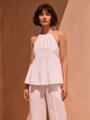 Azure White Halter Peplum Top