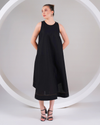 Minimal Black Linen A-Line Dress for Women | Suitaga