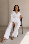 Hand-Stitched White Linen Co-ord Set