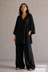 Hand-Stitched Black Linen Co-ord Set