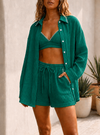 Green Cotton Double Cloth 3-Piece Lounge Set