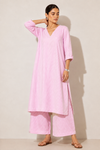 Blush Pink Stripe Relaxed V-Neck Co-ord Set