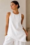 White Linen Asymmetrical Co-ord Set