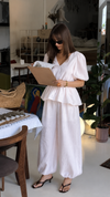 White Linen Peplum Co-ord Set