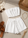 White Cotton Double Cloth Tube Top & Shorts Co-ord Set