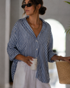 Blue & White  Stripe Oversized Shirt