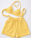 Yellow Double Cloth Cotton Bralette & Shorts Set