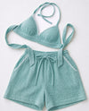 Sea Green Cloth Cotton Bralette & Shorts Set