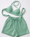 See Green Cloth Cotton Bralette & Shorts Set