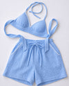 Ice Blue Double Cloth Cotton Bralette & Shorts Set