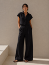Black Linen Crop Shirt Co-ord Set