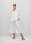 White Oversized Cotton Shirt & Wide-Leg Culotte Co-ord Set