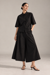 Black Oversized Shirt & Wide-Leg Pants Set