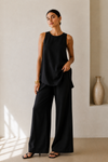 Black Linen Asymmetrical Co-ord Set