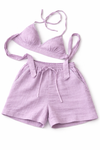 Lavender Double Cloth Cotton Bralette & Shorts Co-Ord Set