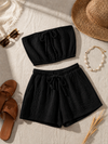 Black Cotton Double Cloth Tube Top & Shorts Co-ord Set (Copy)