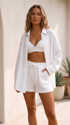 White Cotton Double Cloth 3-Piece Lounge Set