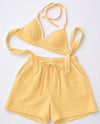 Yellow Double Cloth Cotton Bralette & Shorts Set