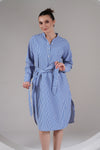 Blue Striped Cotton Shirt Dress – Minimal Everyday Wear