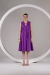 Purple Sleeveless Cotton Midi Dress