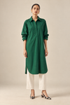 Emerald Green Cotton Shirt Dress