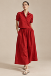 Elara Red Cotton Shirt & Skirt Set