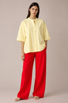 Butter Yellow Cotton Mandarin Collar Shirt
