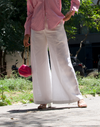 White Linen Wide-Leg Pants