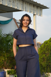 Navy Linen Crop Shirt Co-ord Set (Copy)