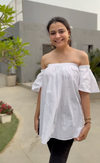 White Off-Shoulder Cotton Top