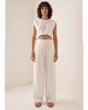 Linen Crop Top & Wide Leg Pants Co-Ord Set – White
