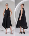 Black Noir Curve Linen Dress