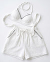 white Double Cloth Cotton Bralette & Shorts Set