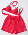 Raspberry Double Cloth Cotton Bralette & Shorts Set