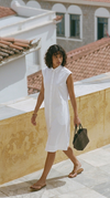 Cotton Sleeveless Shirt Dress – White
